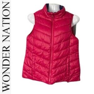 Girls Reversal Red Puffer Vest Wonder Nation